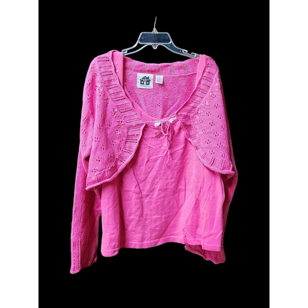 Storybook Knits- size 2X pink tank top with knitted overlay
